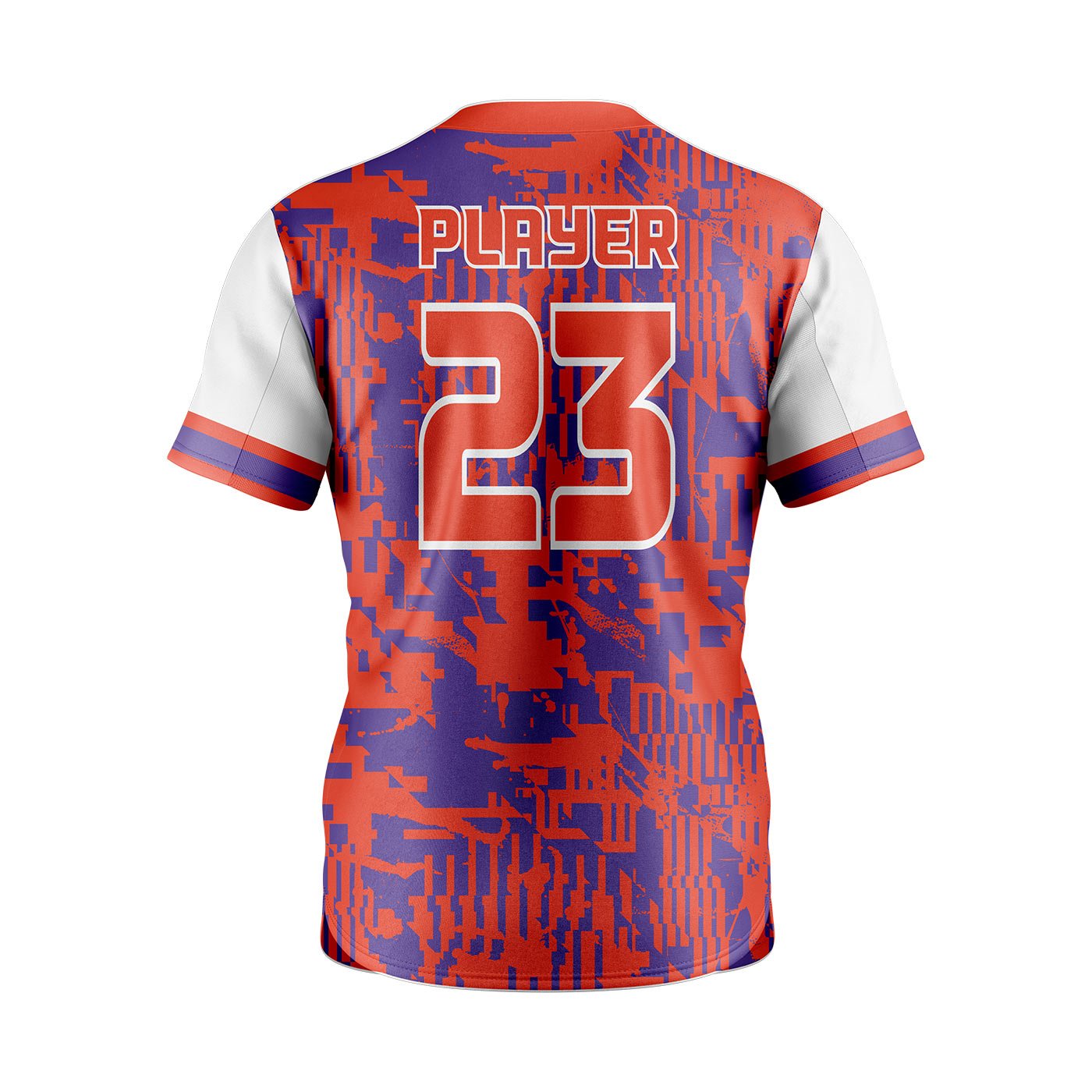 Orange & Blue Camo Baseball-Button Jersey – Custom Team Edition - Image 3