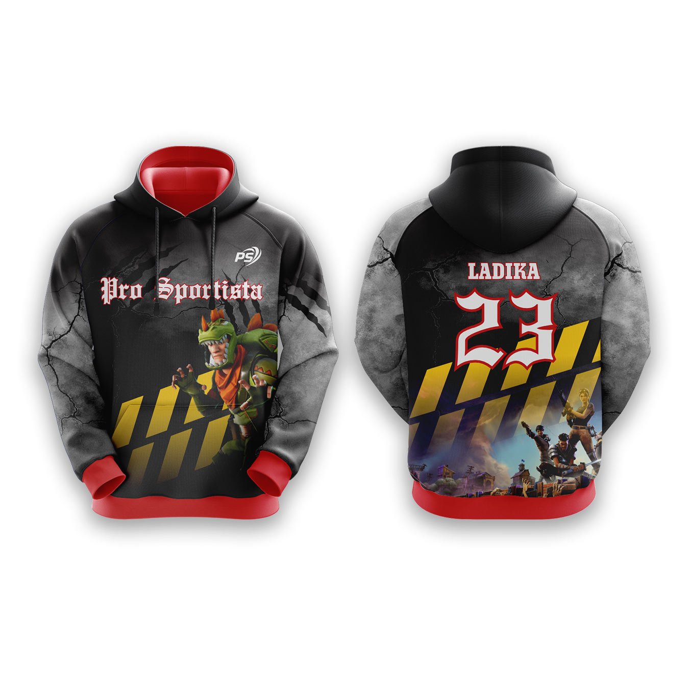 Black and Yellow Pro Sportista Custom Hoodie - Image 3