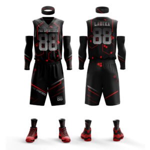 Black & Red Gradient Basketball Uniform – Custom Sublimated Set