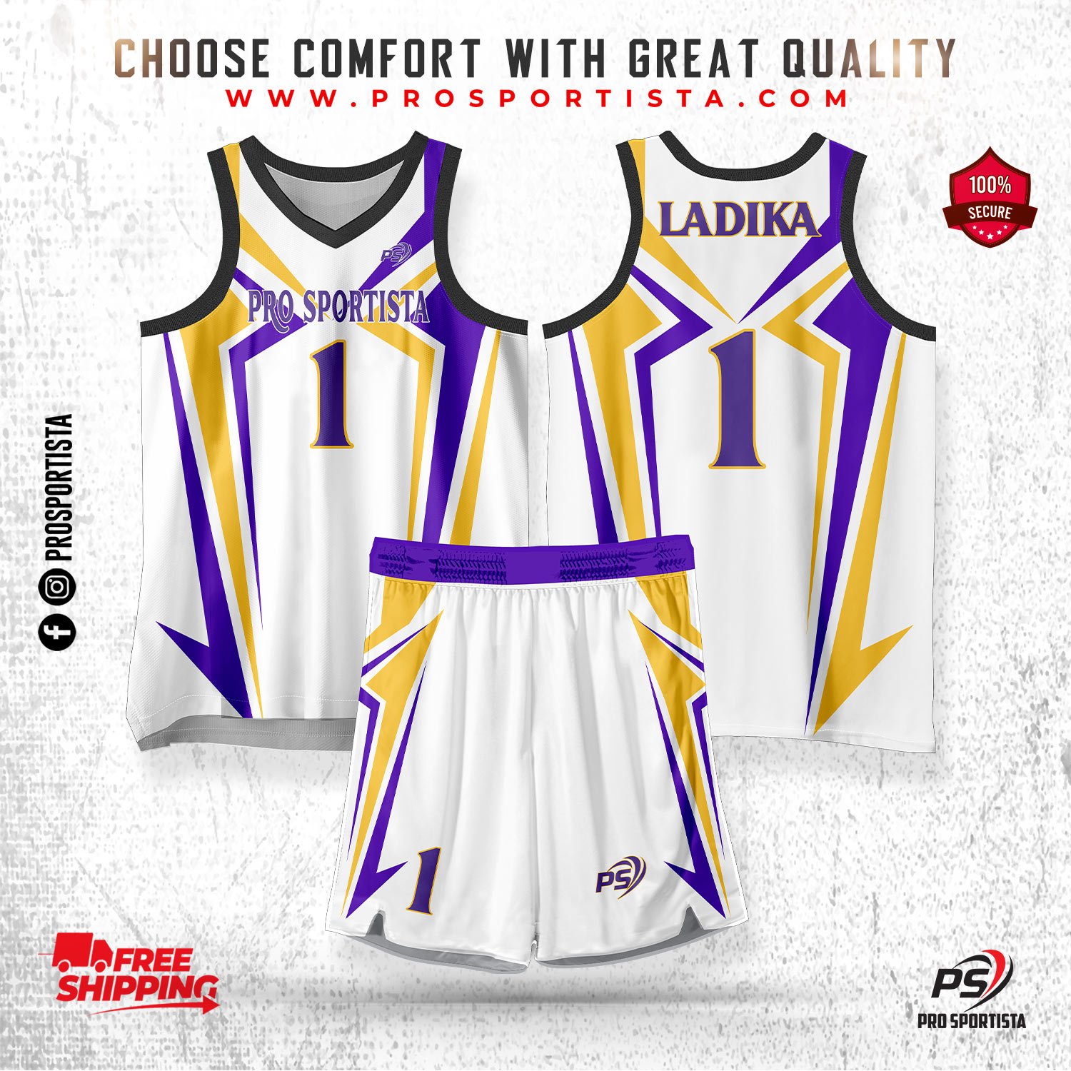 White & Purple Basketball Uniform – Court Legends Edition - Image 2