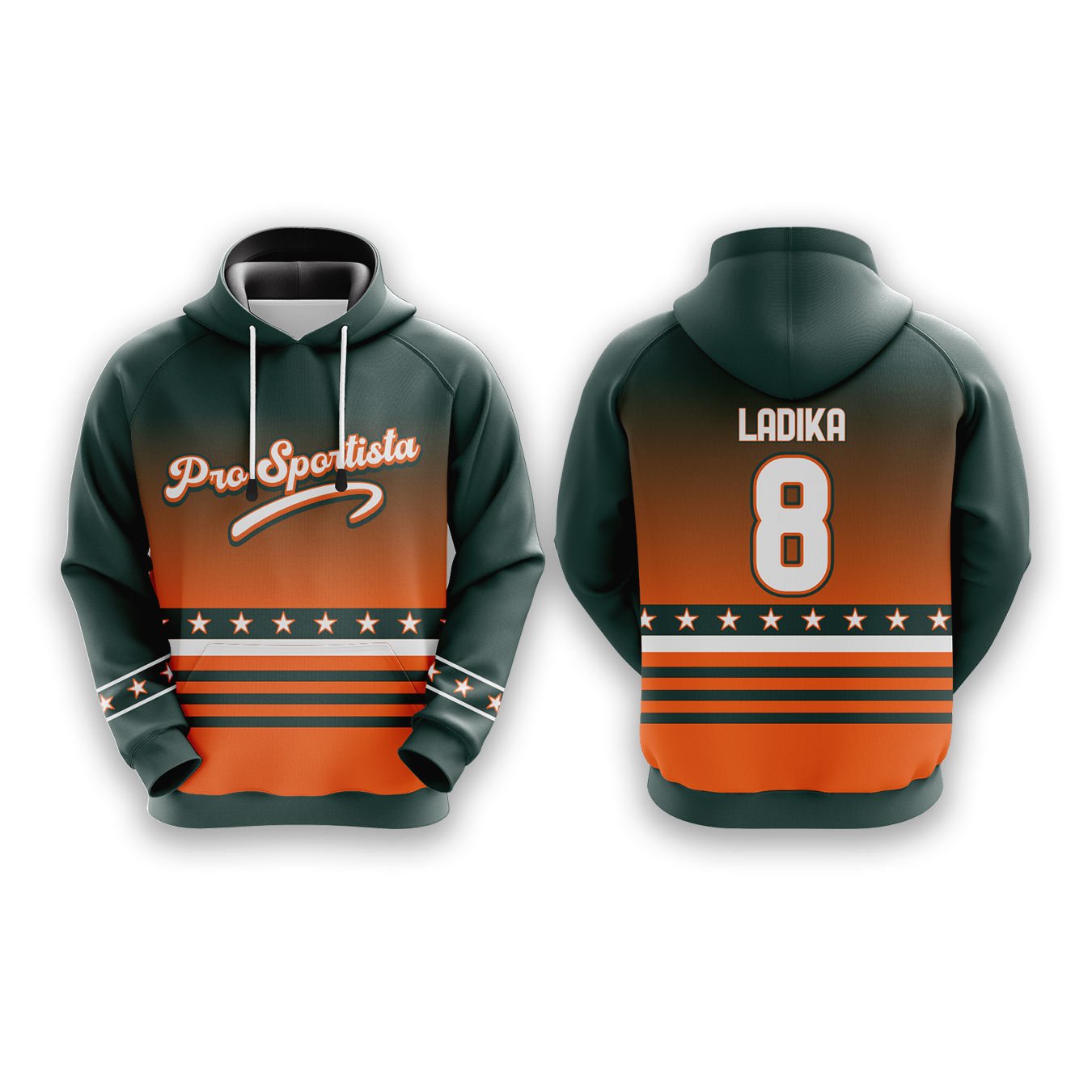 Green and Orange Pro Sportista Custom Hoodie - Image 3