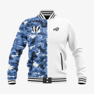 Custom Blue & White “Bengals Camo” Performance Letterman Jacket