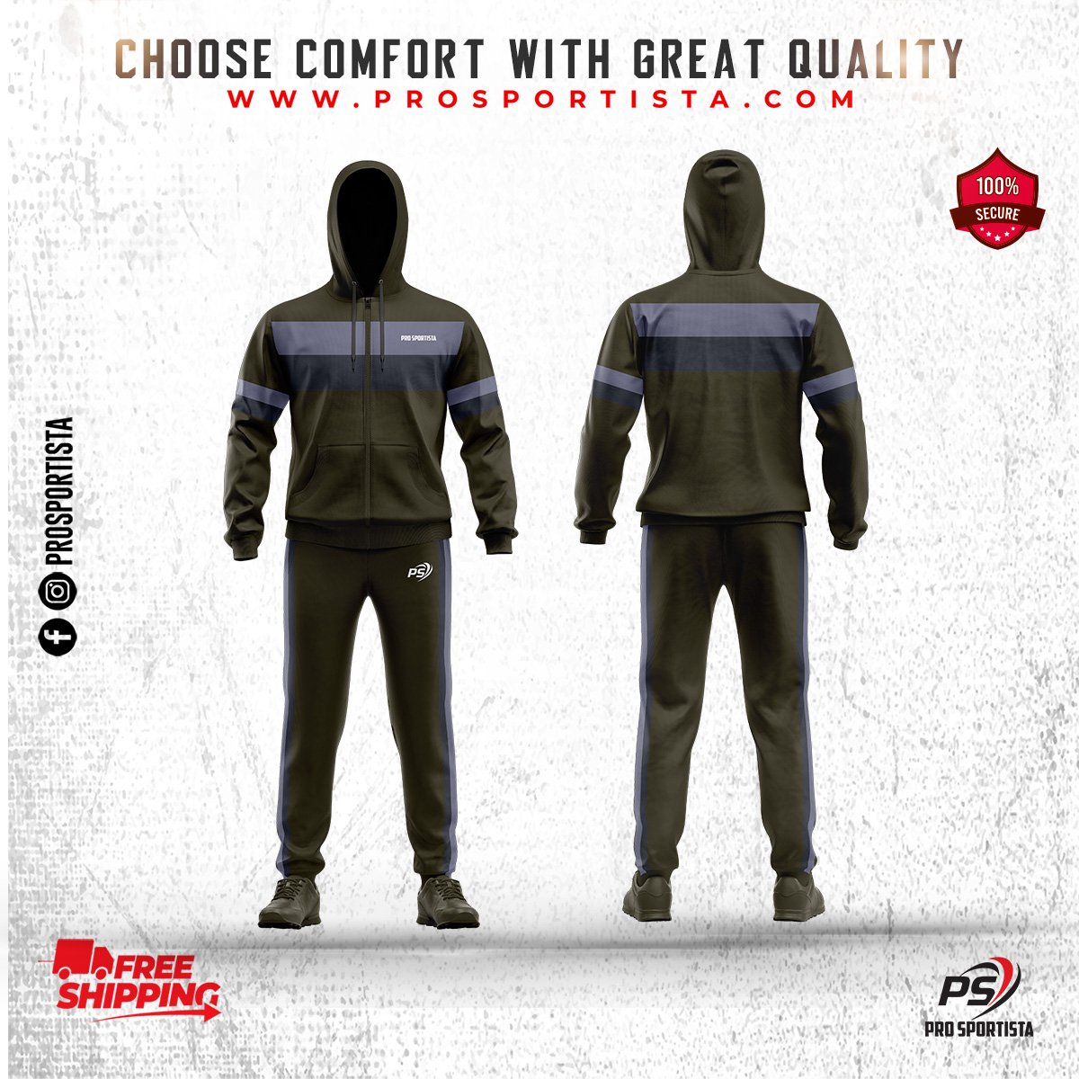Grey & Black Elite Sublimated Warmup Set – Pro Track Suit - Image 2