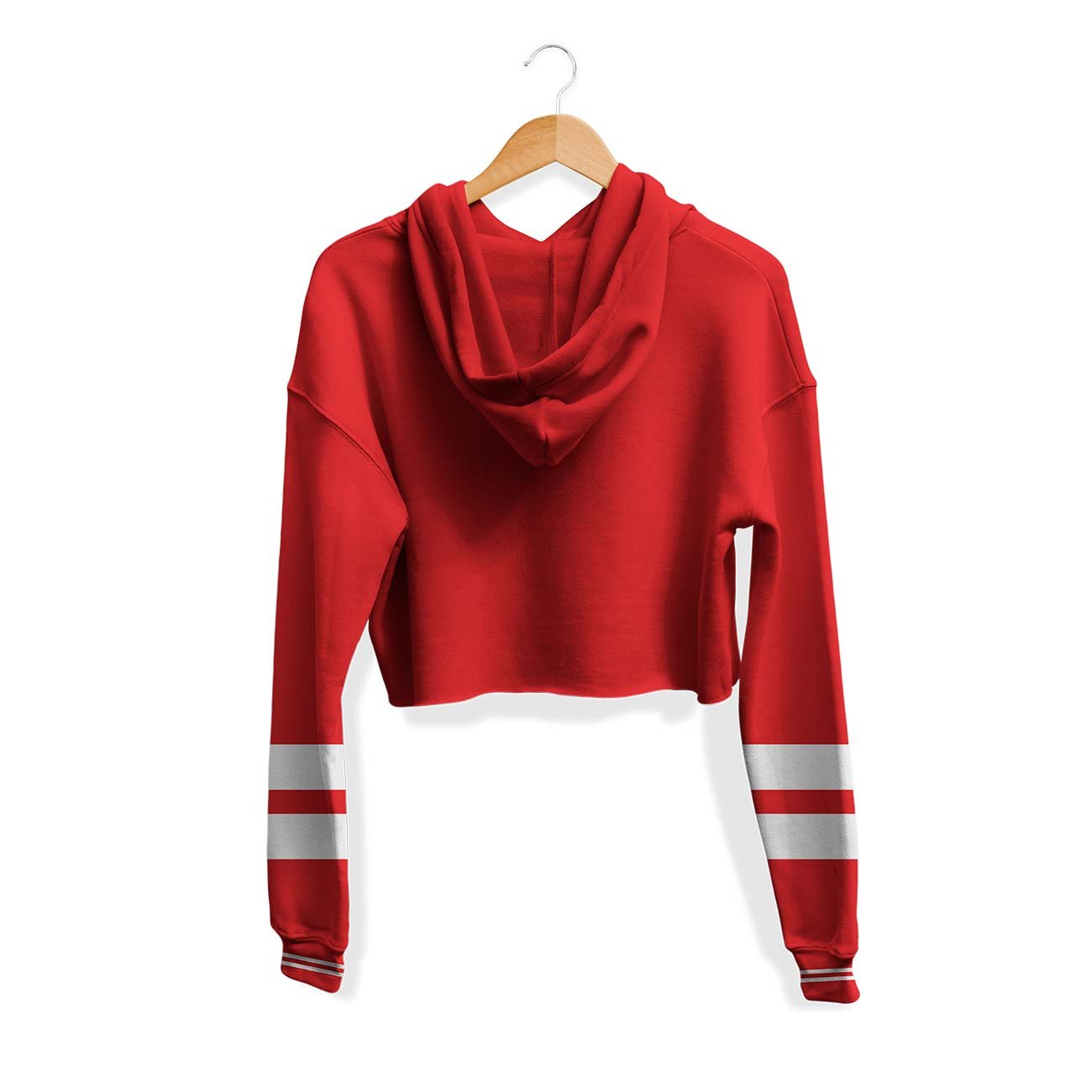 Red Striped Sports Crop Top Hoodie - Image 2