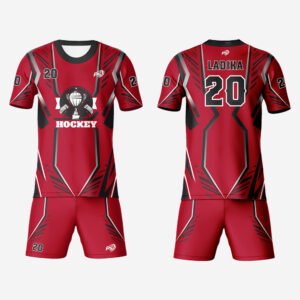 Red Aggressive Line Pattern Ball Hockey Set