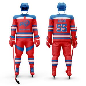 Red & Blue Ice Hockey Uniform – Retro Rink Edition