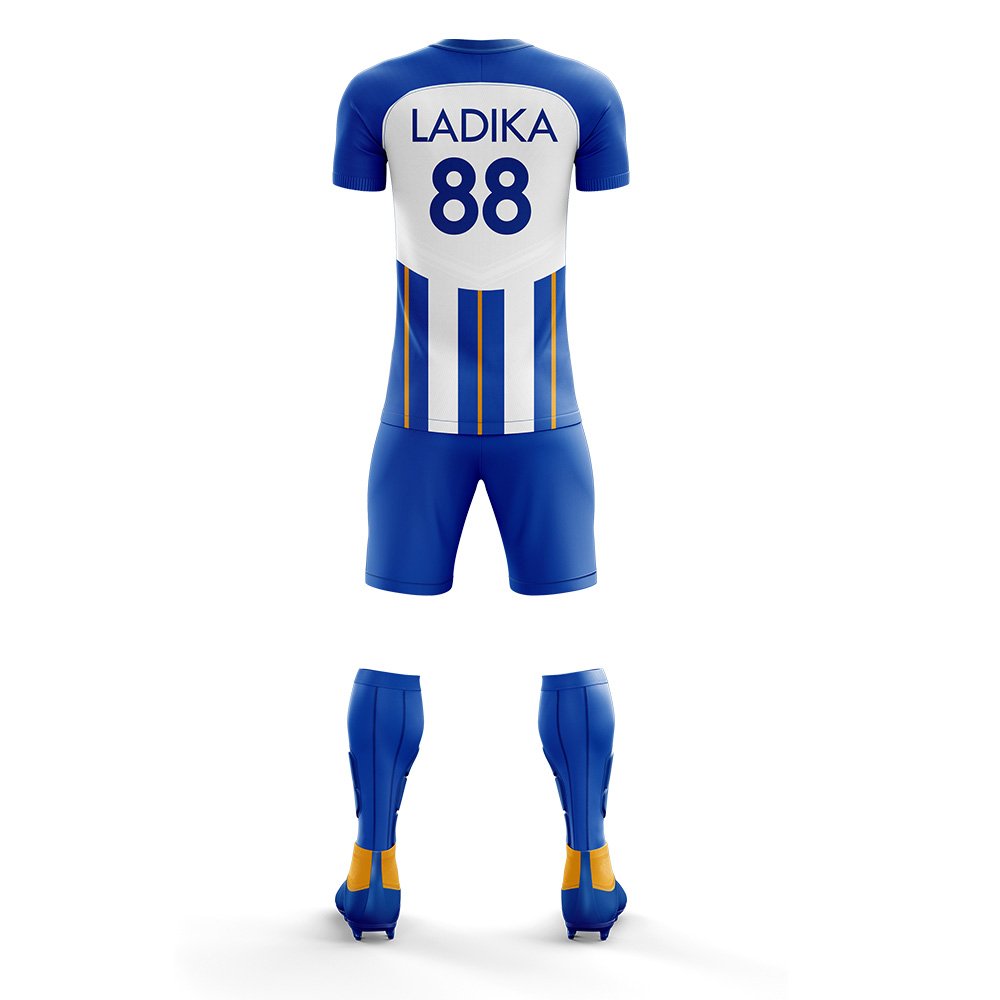 Blue & White Vertical Stripe Soccer Jersey & Short - Image 3