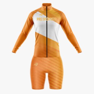 Custom Orange & White “Pro Sportista” Long-Sleeve Sublimated Performance Suit