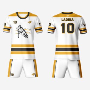 White & Yellow Striped Elite Ball Hockey Set