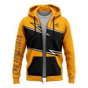 Yellow & Black Racing Style Zip-Up Hoodie