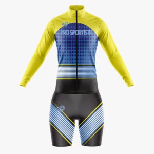 Custom Yellow, Blue & Charcoal “Pro Sportista” Long-Sleeve Sublimated Performance Suit
