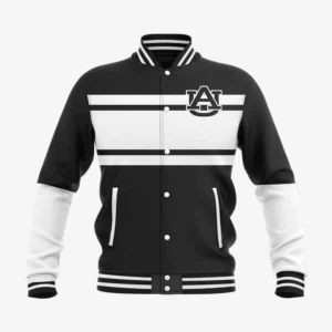 Custom Black & White “Auburn Stripe” Performance Letterman Jacket