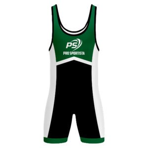 Green & Black Panel Wrestling Singlet