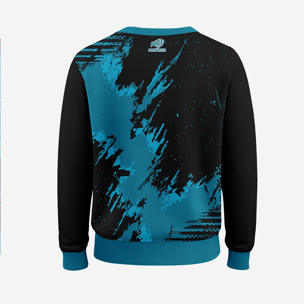 Custom Blue & Black Splash Sublimated Sweatshirt - Image 3