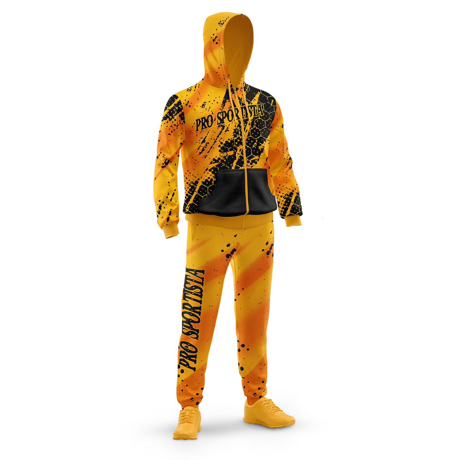 Yellow Camo Hooded Tracksuit – Full Custom Design - Image 3