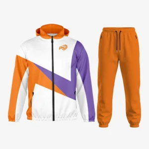 Custom Orange, White & Purple Geometric Performance Tracksuit