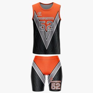 Custom Women’s Orange & Black “Pro Sportista 52” Sublimated Tank & Biker Shorts Set