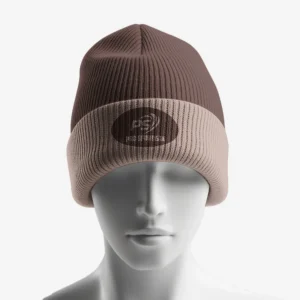 Custom Chocolate & Beige Two-Tone Performance Knit Beanie