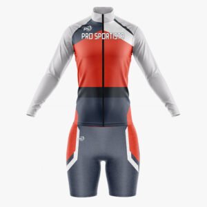 Custom Red, White & Charcoal “Pro Sportista” Long-Sleeve Sublimated Performance Suit