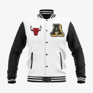Custom White & Black “Bull Varsity” Performance Letterman Jacket