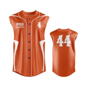 Orange & White Baseball Jersey – Pro Sportista Custom Button-Up