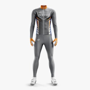 Custom Grey, Orange & Blue “Pro Sportista” Full-Body Sublimated Thermal Suit