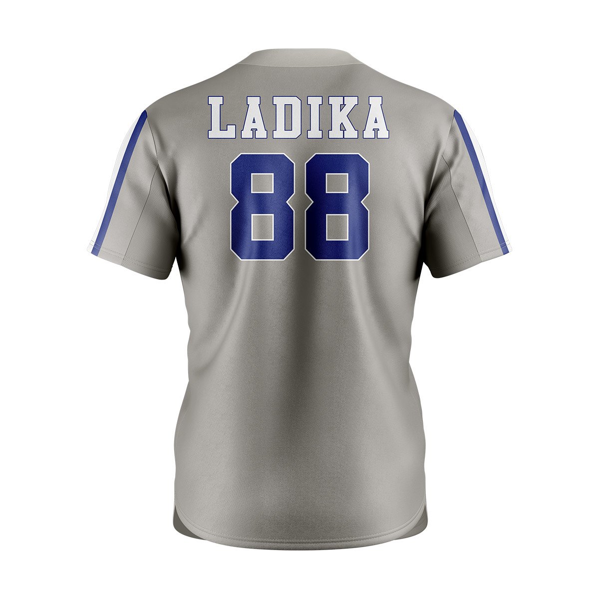 Gray & Blue Baseball Jersey – Classic Button-Up - Image 3