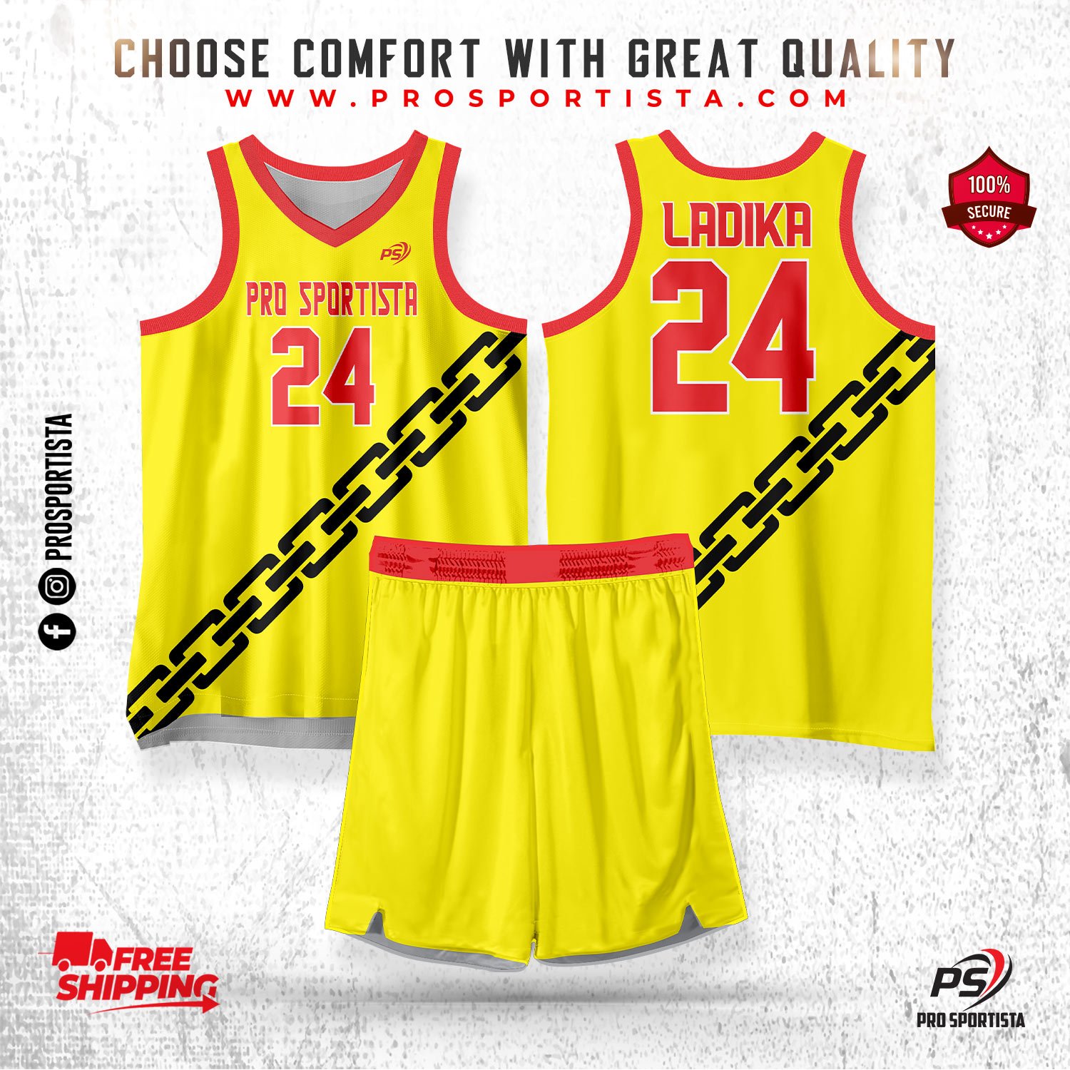 Yellow Basketball Uniform – Power Chain Edition - Image 2