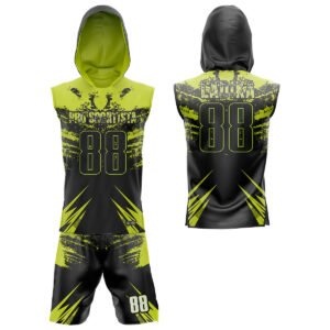 Neon Green & Black Flag Football Uniform – Pro Sportista Custom Sleeveless Hoodie Set