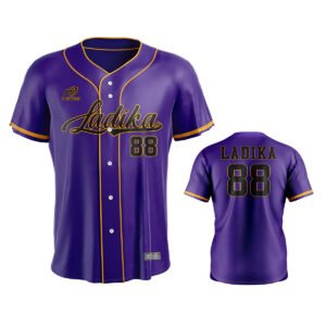 Purple & Gold Custom Baseball Jersey – Button-Up Set