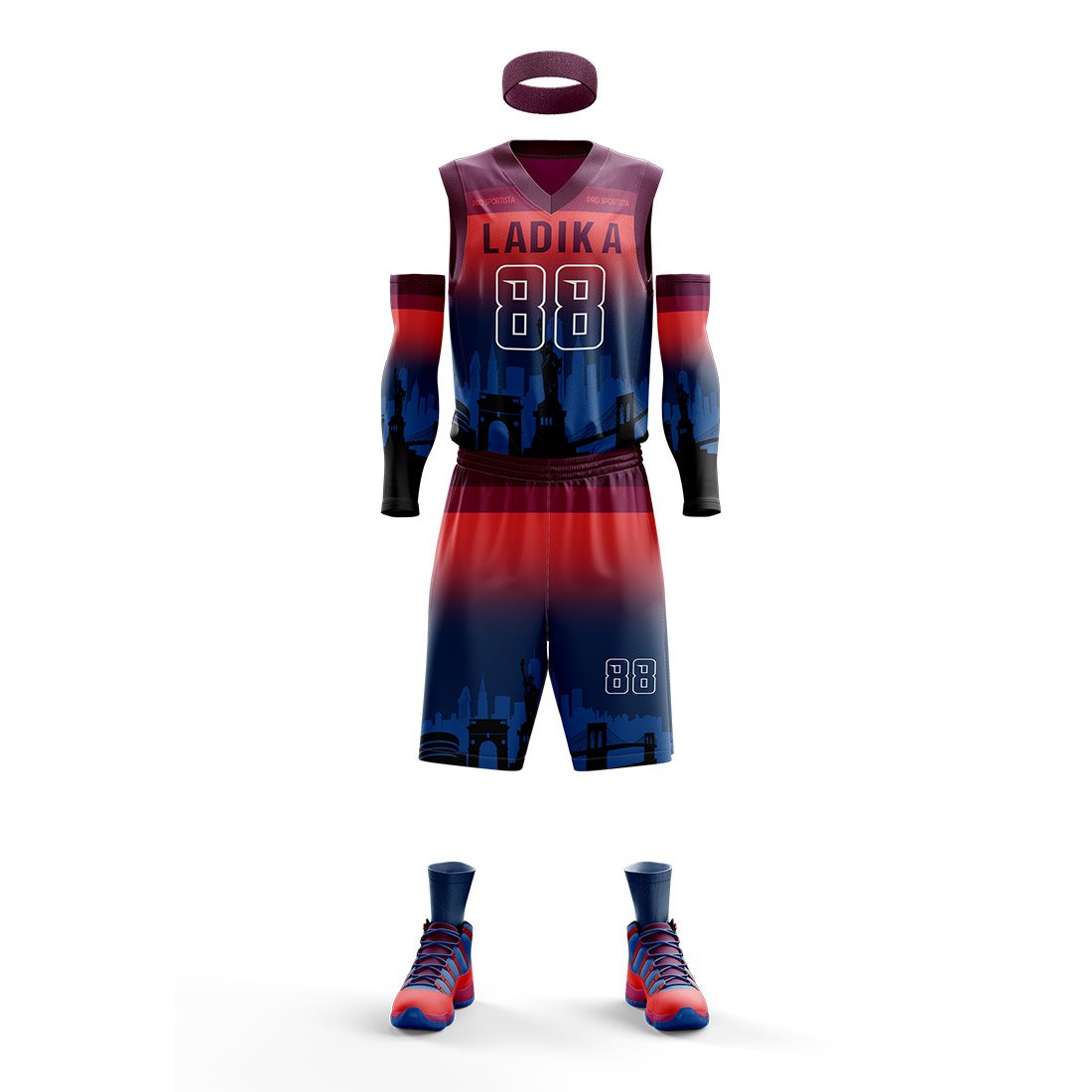 Navy Blue & Red Basketball Uniform – Custom Performance Set - Image 2