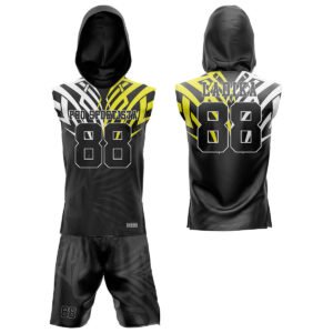 Custom Black & Yellow Flag Football Uniform – Pro Sportista Hoodie Jersey & Shorts
