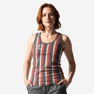 Custom Women’s Charcoal & Red “Vertical Stripe” Sublimated Athletic Tank Top