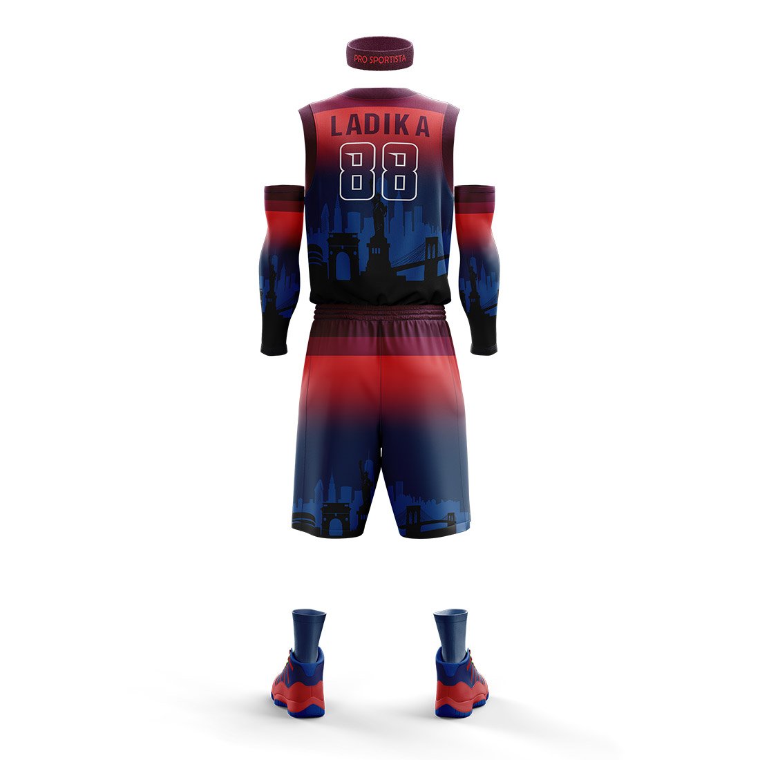 Navy Blue & Red Basketball Uniform – Custom Performance Set - Image 3