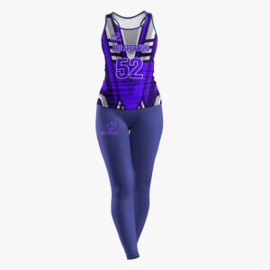 Custom Women’s Purple & Slate Blue “Pro Sportista 52” Sublimated Tank & Legging Set