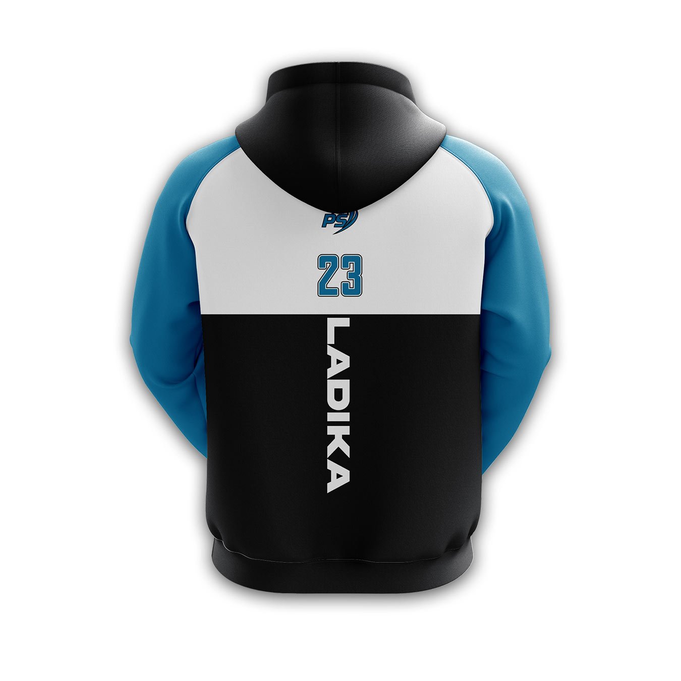 Blue & White Custom Sublimated Hoodie - Image 2