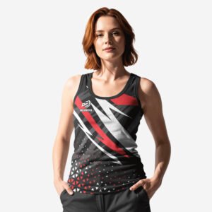 Custom Women’s Black, Red & White “Shard Grid” Sublimated Athletic Tank Top