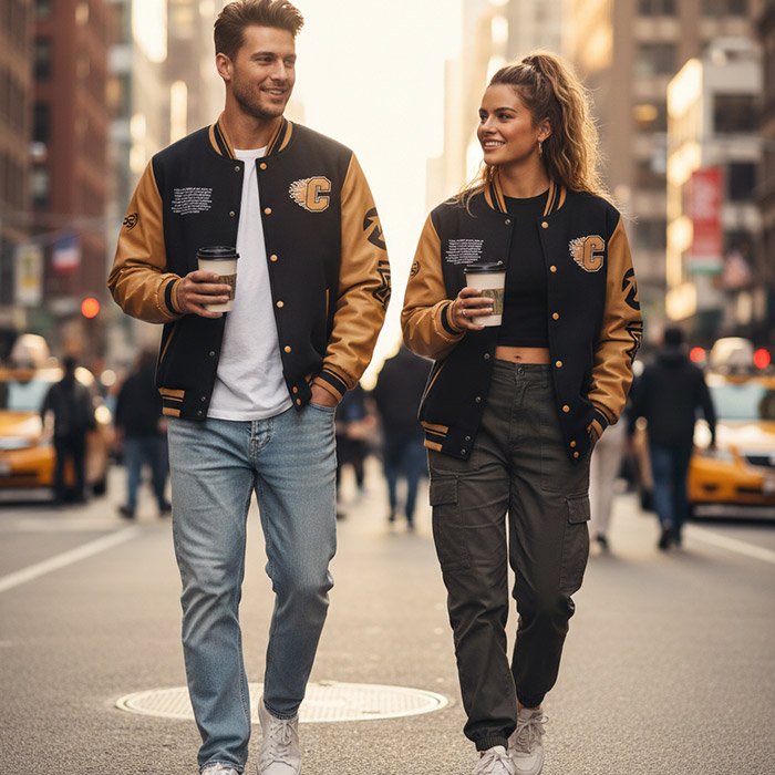 Custom Black & Gold “Flames” Varsity Jacket - Image 2