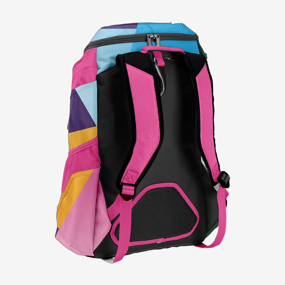 Custom Pink & Cyan “Prism Strike” Performance Athletic Backpack - Image 2