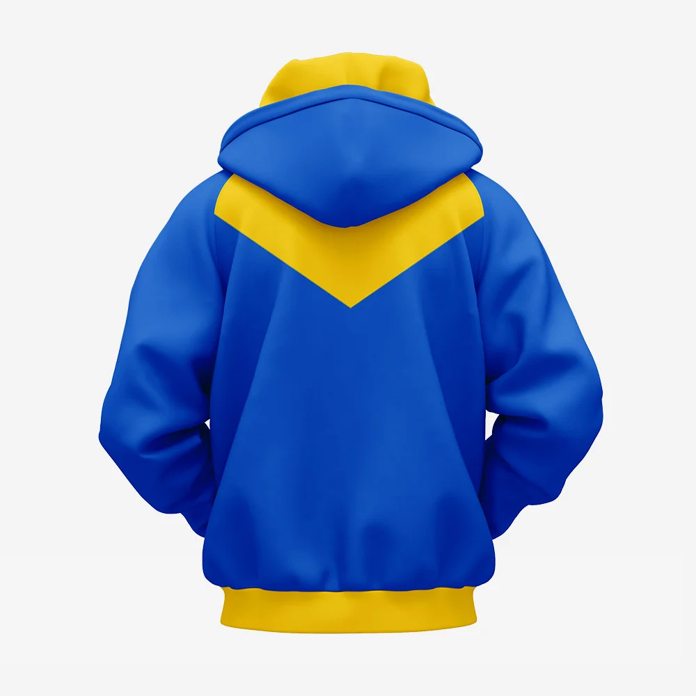 Custom Sublimated Blue & Yellow Team Hoodie - Image 2