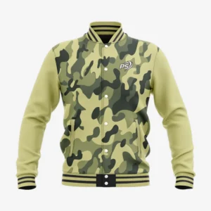 Custom Sage Green “Woodland Camo” Performance Letterman Jacket