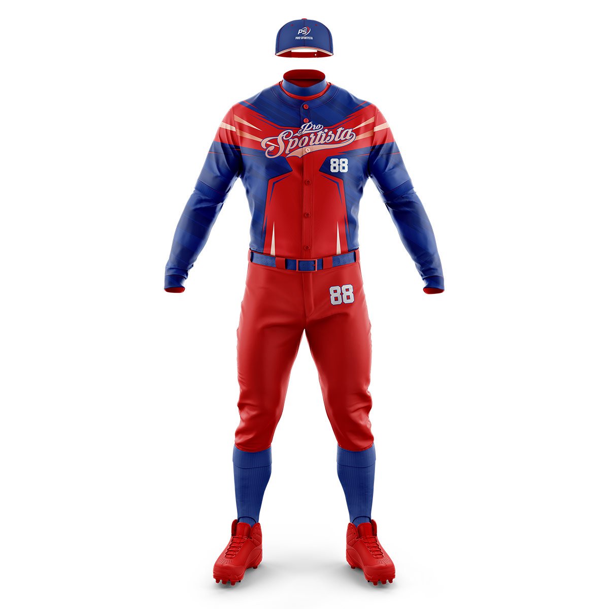 Red & Blue Baseball Uniform – Pro Sportista Custom Team Set - Image 2