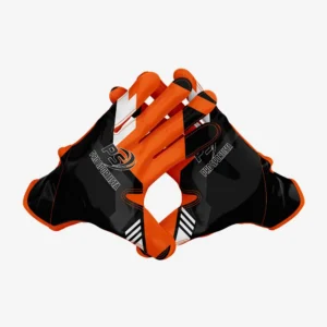 Custom Orange & Black High-Grip Performance Football Gloves