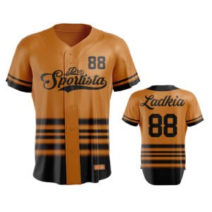 Gold & Black Baseball Jersey – Retro Style Button-Up