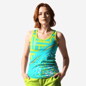 Custom Women’s Neon Lime & Blue “Maze Shard” Sublimated Athletic Tank Top