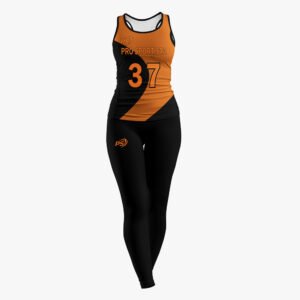 Custom Women’s Black & Orange “Pro Sportista 37” Sublimated Color Block Tank & Legging Set