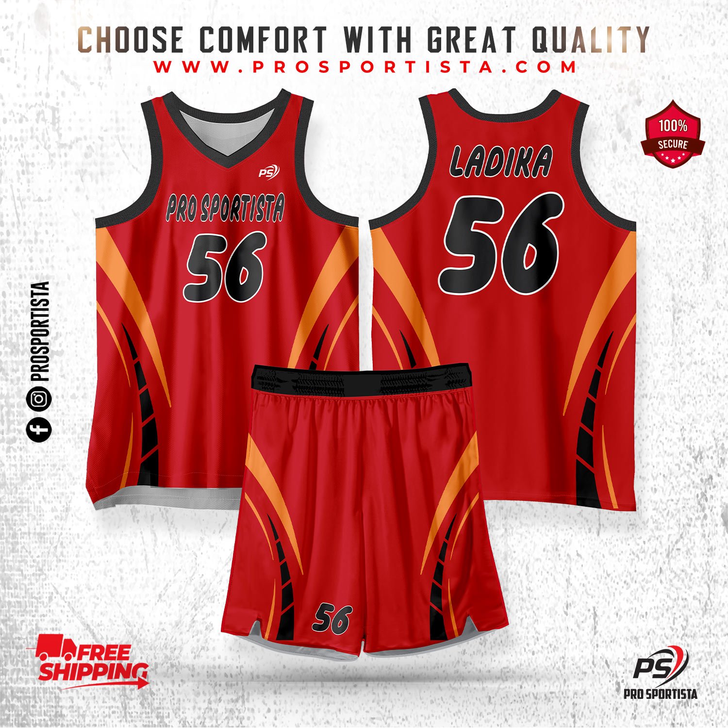 Red & Black Basketball Uniform – Fierce Arena Edition - Image 2