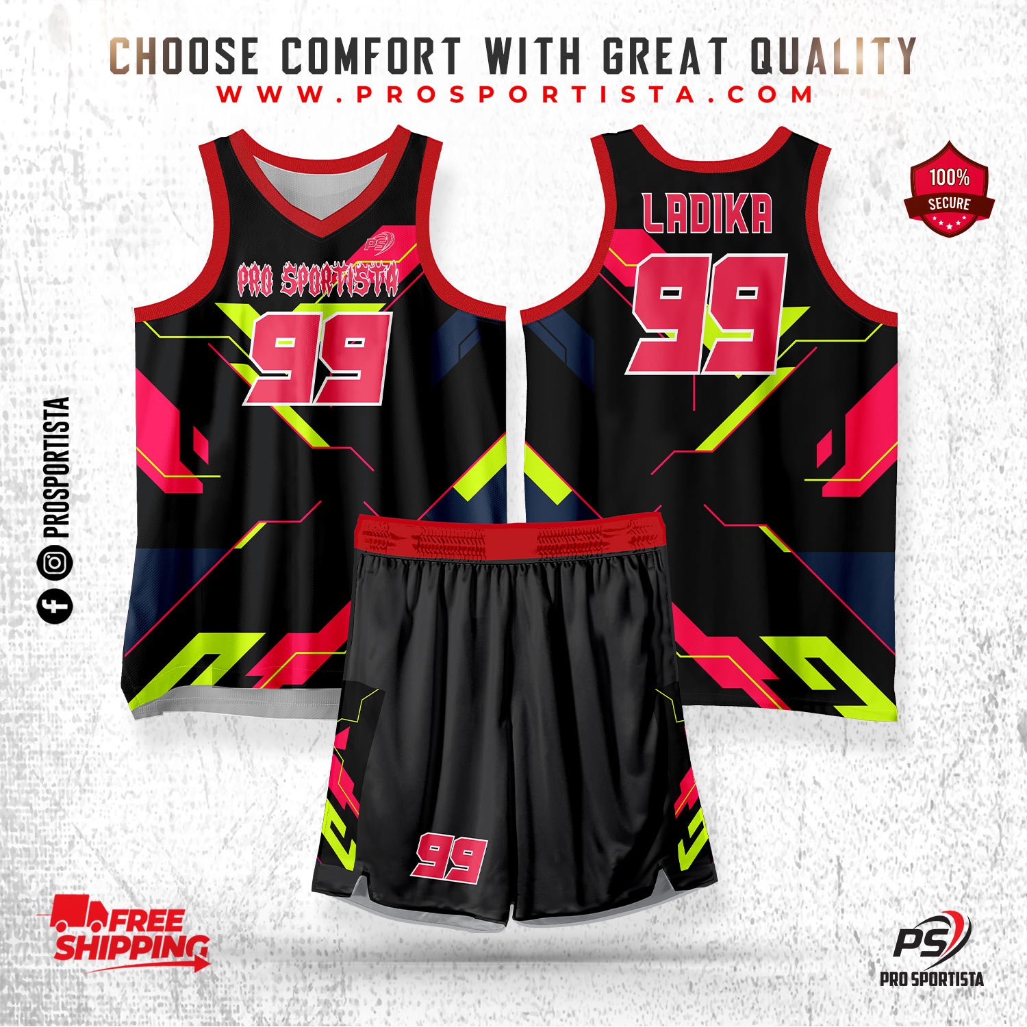 Black & Neon Green Basketball Uniform – Cyber Strike Edition - Image 2