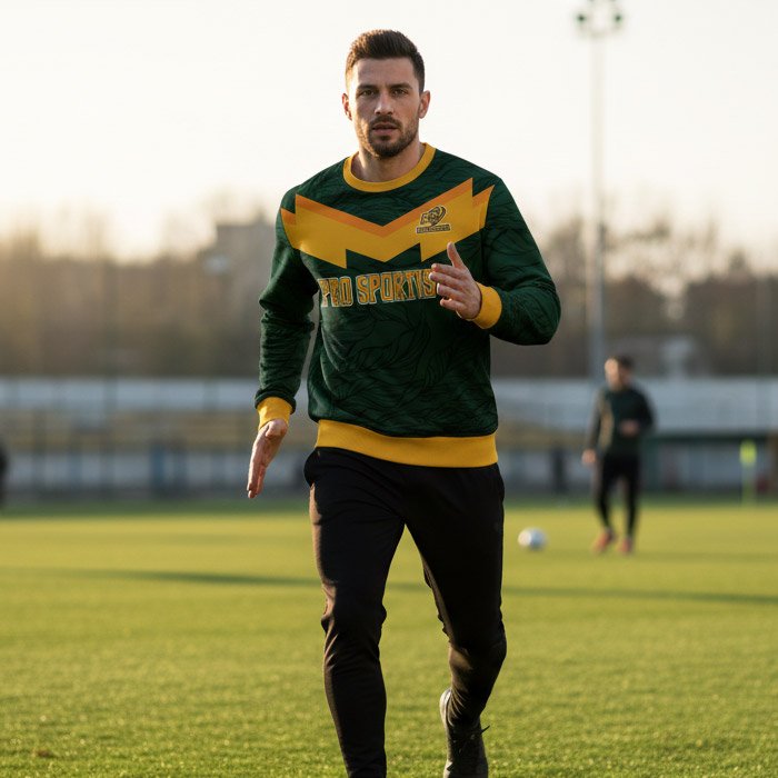 Custom Green & Gold Leaf Sublimated Sweatshirt - Image 2