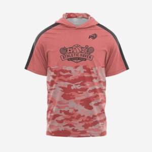 Custom Heather Salmon & Red Camo “Athletic Haven” Performance Hooded T-Shirt